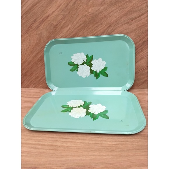 Vintage Other - Vintage mint green floral serving trays